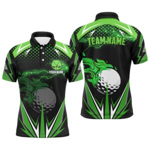Black Men’s Golf Polo Shirts Custom Green…