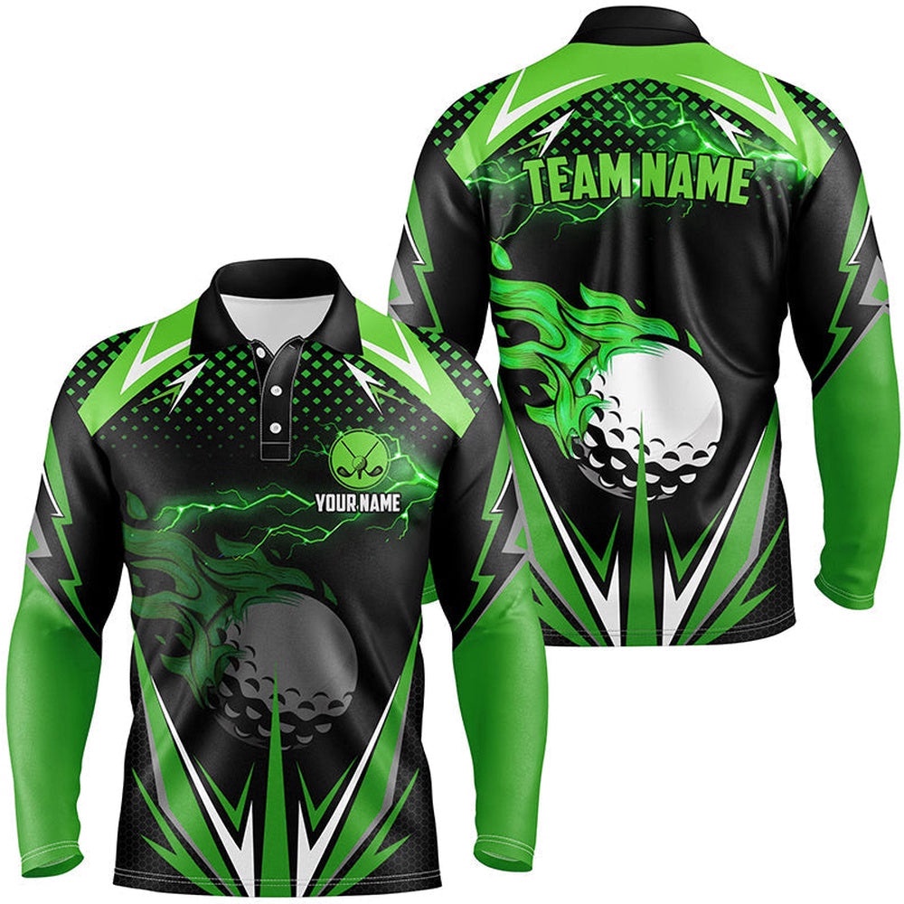 Black Men’s Golf Polo Shirts Custom Green Fire Lightning Team Golf Jerseys, Golf Attire For Men, Golf Polo Shirt, Golf Shirts Black Men’s Golf Polo Shirts Custom Green Fire Lightning Team Golf Jerseys, Golf Attire For Men, Golf Polo Shirt, Golf Shirts