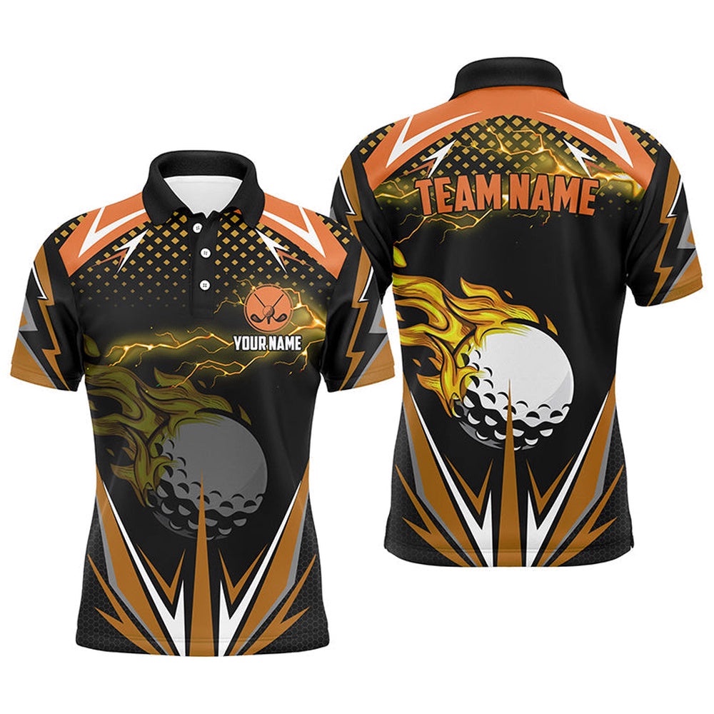 Black Men’s Golf Polo Shirts Custom Orange Fire Lightning Team Golf Jerseys, Golf Attire For Men, Golf Polo Shirt, Golf Shirts Black Men’s Golf Polo Shirts Custom Orange Fire Lightning Team Golf Jerseys, Golf Attire For Men, Golf Polo Shirt, Golf Shirts