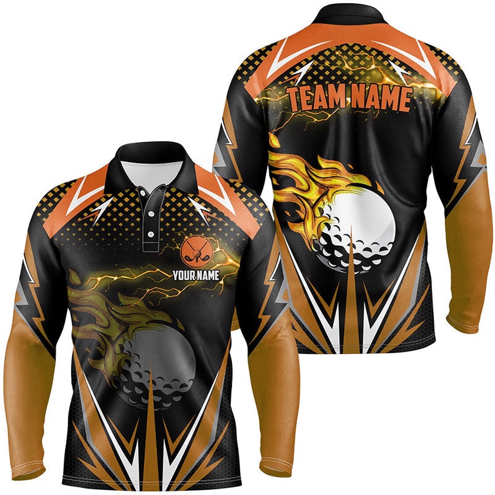 Black Men’s Golf Polo Shirts Custom Orange Fire Lightning Team Golf Jerseys, Golf Attire For Men, Golf Polo Shirt, Golf Shirts Black Men’s Golf Polo Shirts Custom Orange Fire Lightning Team Golf Jerseys, Golf Attire For Men, Golf Polo Shirt, Golf Shirts