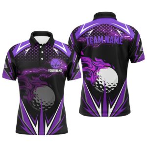 Black Men’s Golf Polo Shirts Custom Purple…