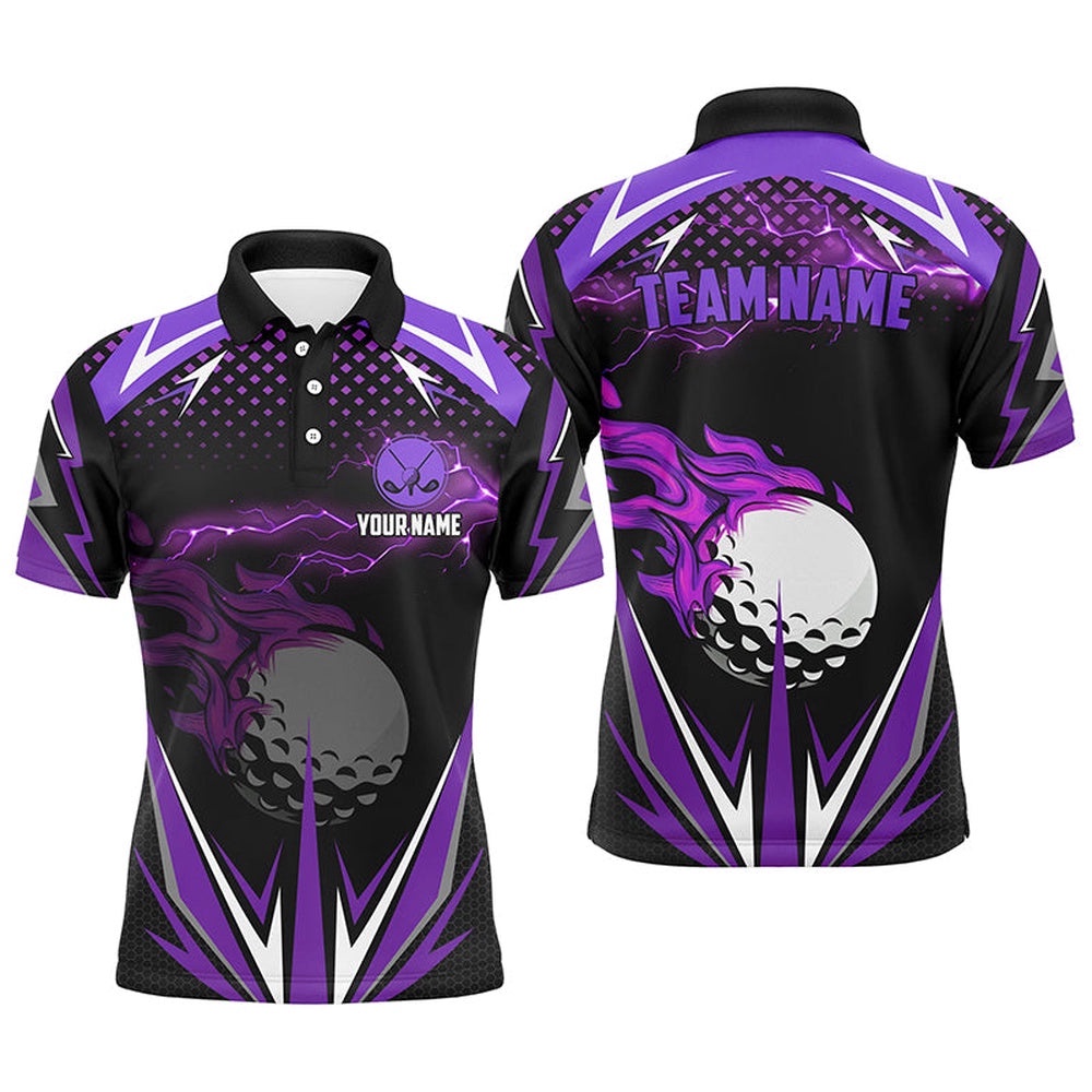 Black Men’s Golf Polo Shirts Custom Purple Fire Lightning Team Golf Jerseys, Golf Attire For Men, Golf Polo Shirt, Golf Shirts Black Men’s Golf Polo Shirts Custom Purple Fire Lightning Team Golf Jerseys, Golf Attire For Men, Golf Polo Shirt, Golf Shirts