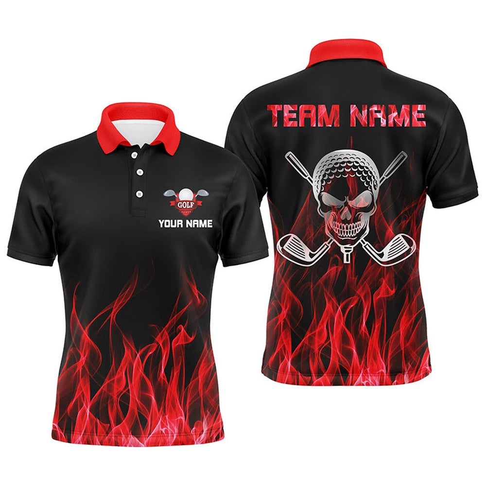 Black Men’s Golf Polo Shirts Custom Red Flame Skull Golf Clubs For Men, Golf Polo Shirt, Golf Shirts Black Men’s Golf Polo Shirts Custom Red Flame Skull Golf Clubs For Men, Golf Polo Shirt, Golf Shirts