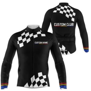 Black Mens Cycling Jersey Custom Name Bike…