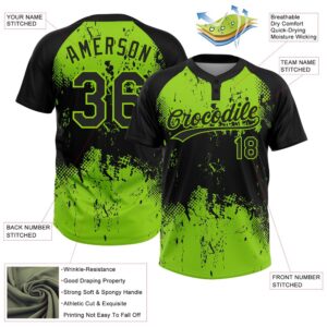 Black Neon Green 3D Pattern Abstract Splatter Grunge Art Two Button Unisex Softball Jersey Custom Team Softball Jersey 3 kgrdqj.jpg