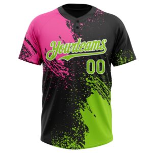 Black Neon Green Pink 3D Pattern Abstract Brush Stroke Two Button Unisex Softball Jersey Custom Team Softball Jersey 2 j609af.jpg
