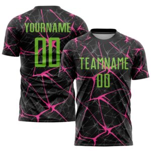 Black Neon Green Pink Sublimation Soccer Uniform…