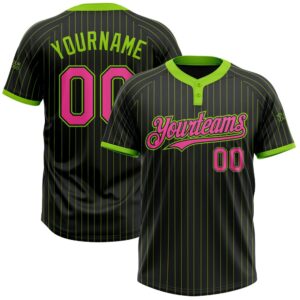 Black Neon Green Pinstripe Pink Two Button…