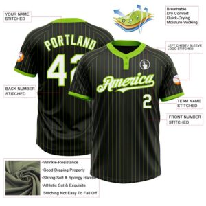 Black Neon Green Pinstripe White Two Button Unisex Softball Jersey Custom Team Softball Jersey 3 f8wrrt.jpg
