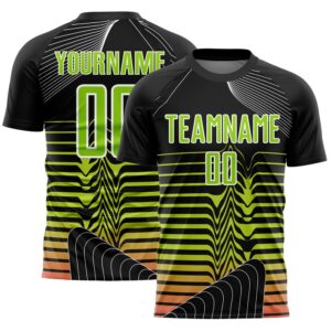 Black Neon Green White Lines Sublimation Soccer…