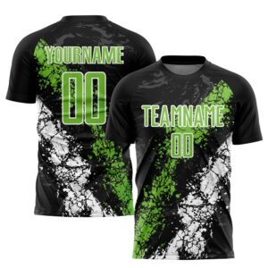 Black Neon Green White Sublimation Soccer Uniform…