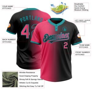 Black Neon Pink Teal Gradient Fashion Two Button Unisex Softball Jersey Custom Team Softball Jersey 3 pfk6wu.jpg