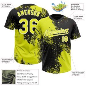 Black Neon Yellow White 3D Pattern Abstract Brush Stroke Two Button Unisex Softball Jersey Custom Team Softball Jersey 3 vdeuvs.jpg