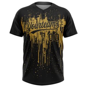 Black Old Gold 3D Pattern Dripping Splatter Art Two Button Unisex Softball Jersey Custom Team Softball Jersey 2 qprqow.jpg