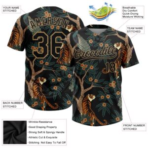 Black Old Gold 3D Pattern Tiger And Peacock Two Button Unisex Softball Jersey Custom Team Softball Jersey 3 xpl04k.jpg