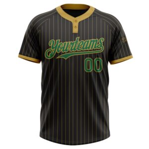Black Old Gold Pinstripe Kelly Green Two Button Unisex Softball Jersey Custom Team Softball Jersey 2 wuguny.jpg
