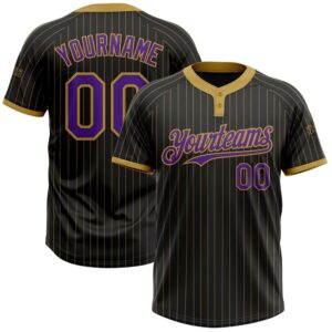 Black Old Gold Pinstripe Purple Two Button…