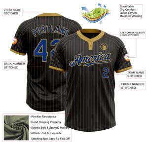 Black Old Gold Pinstripe Royal Two Button Unisex Softball Jersey Custom Team Softball Jersey 3 ok0exu.jpg