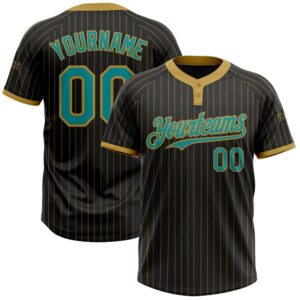 Black Old Gold Pinstripe Teal Two Button…