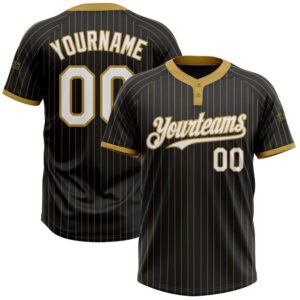 Black Old Gold Pinstripe White Two Button…