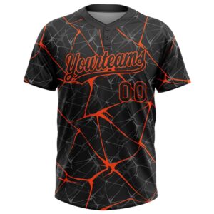 Black Orange 3D Pattern Abstract Network Two Button Unisex Softball Jersey Custom Team Softball Jersey 2 ofbrut.jpg