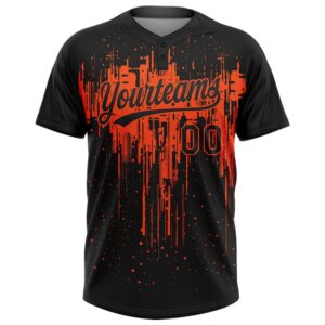 Black Orange 3D Pattern Dripping Splatter Art Two Button Unisex Softball Jersey Custom Team Softball Jersey 2 hbvylx.jpg