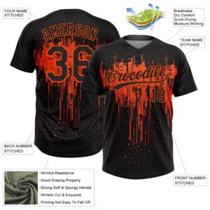 Black Orange 3D Pattern Dripping Splatter Art Two Button Unisex Softball Jersey Custom Team Softball Jersey 3 rqehdz.jpg