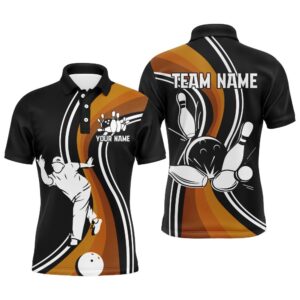 Black&Orange Bowling Polo Shirt For Men Bowling…