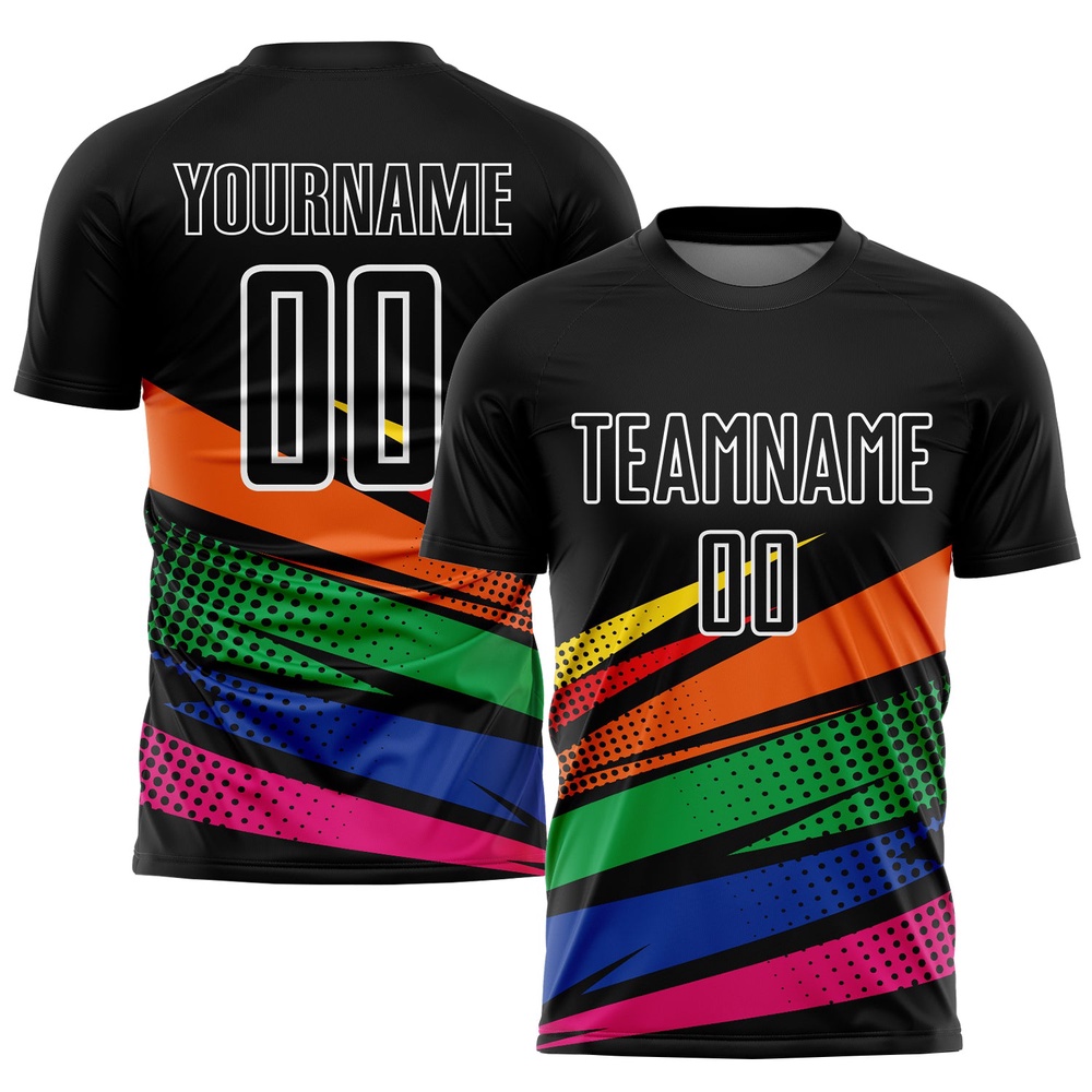 Black Orange Kelly Green Sublimation Soccer Uniform Jersey, Custom Team Soccer Jersey Shirt Black Orange Kelly Green Sublimation Soccer Uniform Jersey, Custom Team Soccer Jersey Shirt