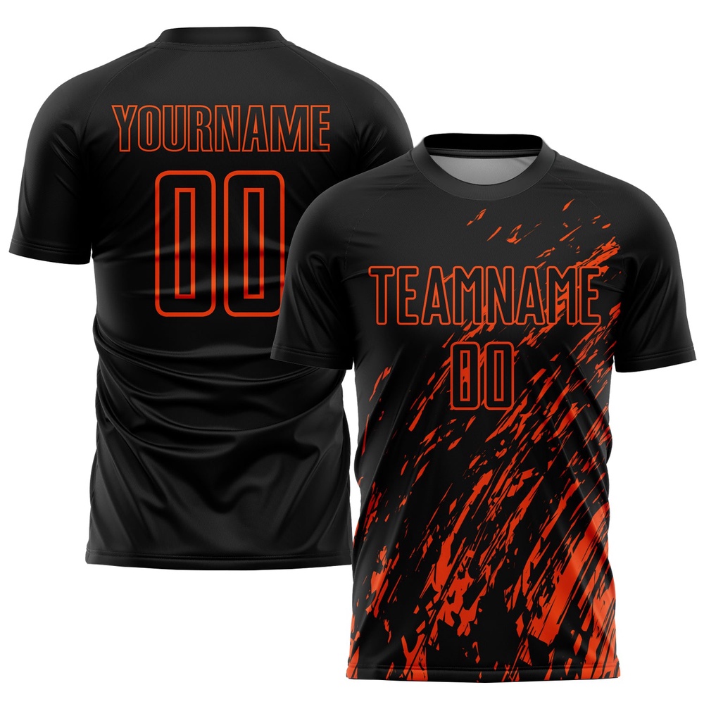Black Orange Sublimation Soccer Uniform Jersey, Custom Team Soccer Jersey Shirt