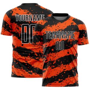 Black Orange White Splash Sublimation Soccer Uniform…