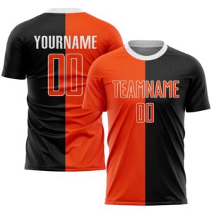 Black Orange White Sublimation Split Fashion Soccer…