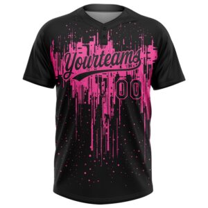 Black Pink 3D Pattern Dripping Splatter Art Two Button Unisex Softball Jersey Custom Team Softball Jersey 2 k57fuc.jpg