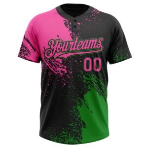 Black Pink Grass Green 3D Pattern Abstract Brush Stroke Two Button Unisex Softball Jersey Custom Team Softball Jersey 2 kxs3hs.jpg