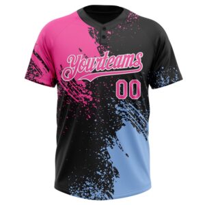 Black Pink Light Blue 3D Pattern Abstract Brush Stroke Two Button Unisex Softball Jersey Custom Team Softball Jersey 2 f11z1w.jpg