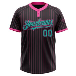 Black Pink Pinstripe Aqua Two Button Unisex Softball Jersey Custom Team Softball Jersey 2 ulapjq.jpg