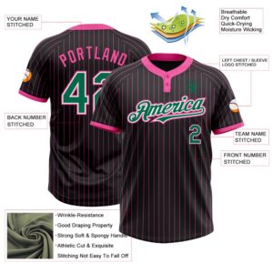 Black Pink Pinstripe Kelly Green White Two Button Unisex Softball Jersey Custom Team Softball Jersey 3 npoks5.jpg