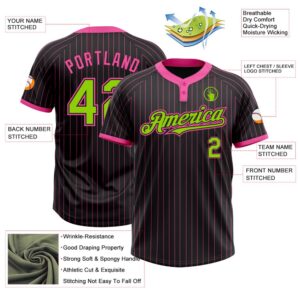 Black Pink Pinstripe Neon Green Two Button Unisex Softball Jersey Custom Team Softball Jersey 3 sqarzo.jpg