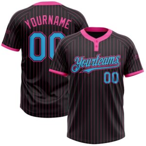 Black Pink Pinstripe Sky Blue Two Button…