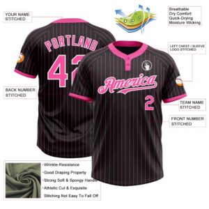 Black Pink Pinstripe White Two Button Unisex Softball Jersey Custom Team Softball Jersey 3 amrh1g.jpg