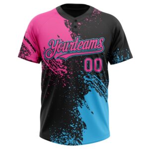 Black Pink Sky Blue 3D Pattern Abstract Brush Stroke Two Button Unisex Softball Jersey Custom Team Softball Jersey 2 oozeze.jpg