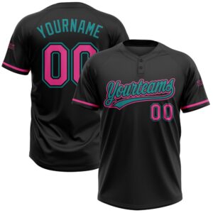 Black Pink Teal Two Button Unisex Softball…