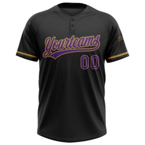 Black Purple Old Gold Two Button Unisex Softball Jersey Custom Team Softball Jersey 2 dbznkc.jpg