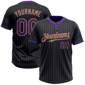 Black Purple Pinstripe Old Gold Two Button…