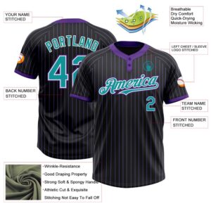 Black Purple Pinstripe Teal White Two Button Unisex Softball Jersey Custom Team Softball Jersey 3 d85zyw.jpg