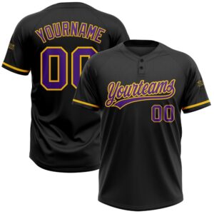 Black Purple Yellow Two Button Unisex Softball…