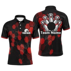 Black&Red Bowling Polo Shirt Men Bowling Team…