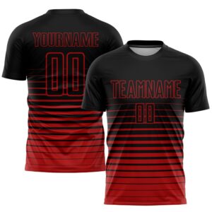 Black Red Pinstripe Fade Fashion Sublimation Soccer…