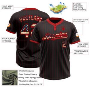 Black Red Pinstripe Vintage USA Flag Two Button Unisex Softball Jersey Custom Team Softball Jersey 3 ffahw8.jpg