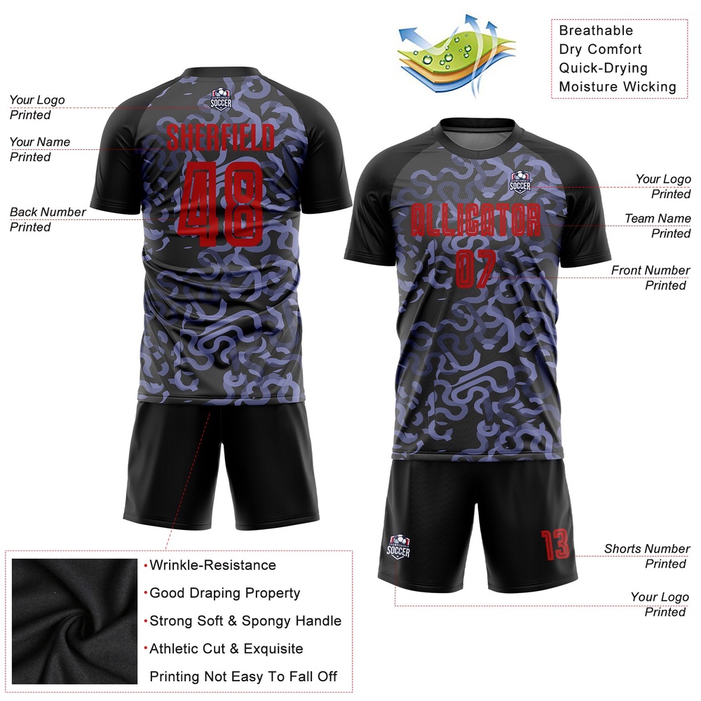 Black Red Purple Third Sublimation Soccer Uniform Jersey, Custom Team Soccer Jersey Shirt Black Red Purple Third Sublimation Soccer Uniform Jersey, Custom Team Soccer Jersey Shirt